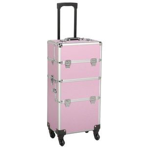 3 in 1 Pink Rolling Travel Makeup Case